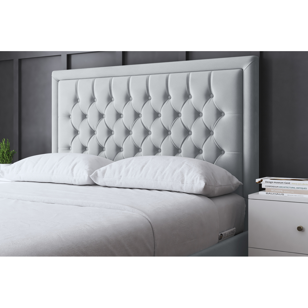 DS Living Allegra King Size Silver Upholstered Ottoman Bed with Headboard Image 3