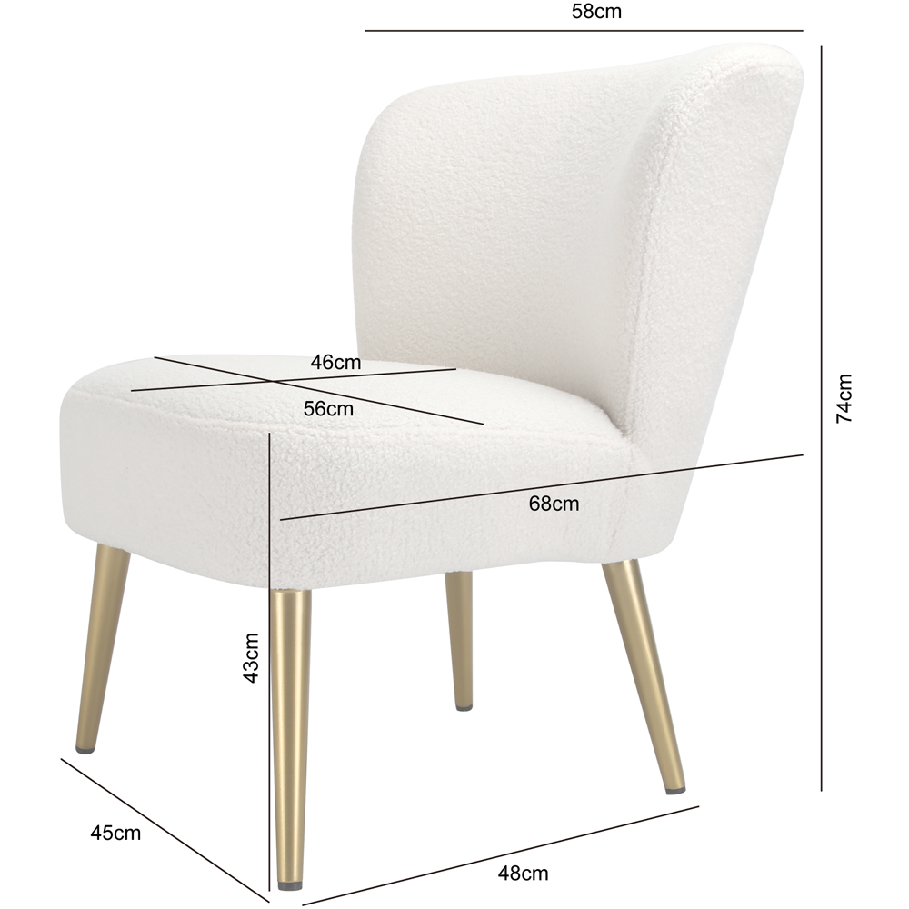 Shaun Cream Boucle Accent Chair with Golden Legs Image 9