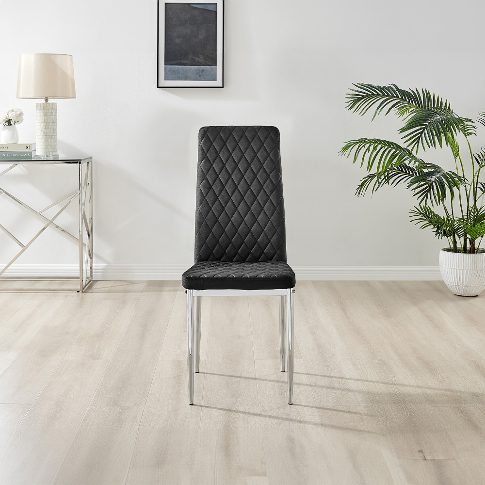 Furniturebox Arona Valera 4 Seater Round Dining Set Black and Chrome Image 5