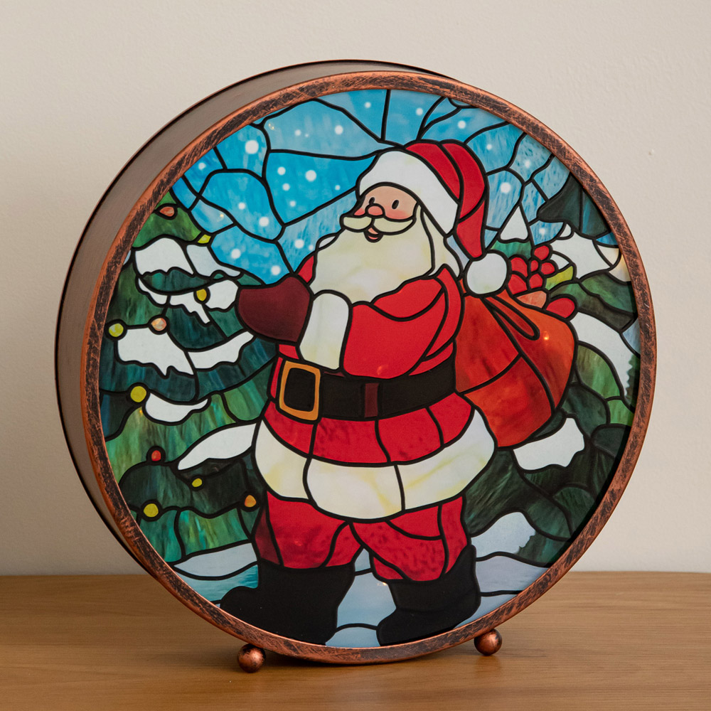 Samuel Alexander USB Powered Light Up Stained Glass Santa Christmas Decoration 25cm Image 4