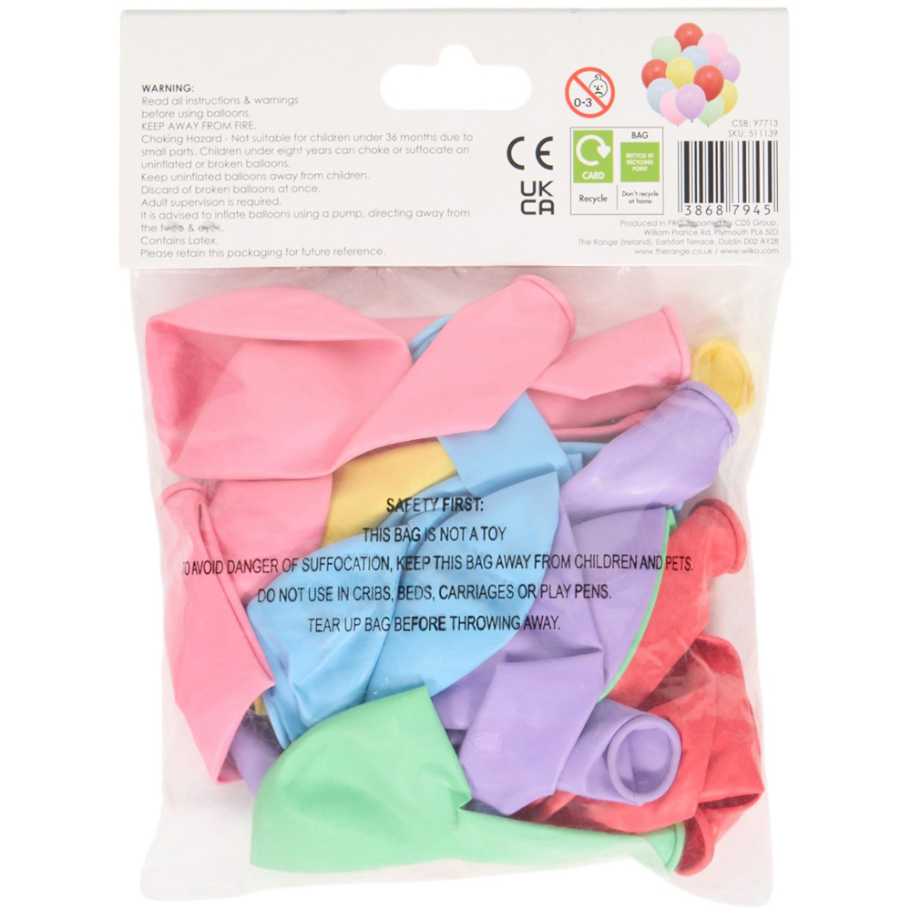 Pack of 25 Pastel Coloured Balloons Image 2