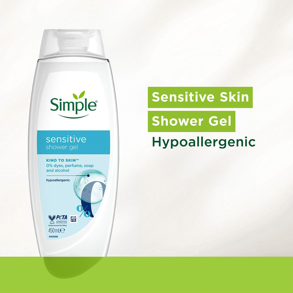 Simple Kind to Skin Hypoallergenic Sensitive Shower Gel 450ml 12 Pack Image 3