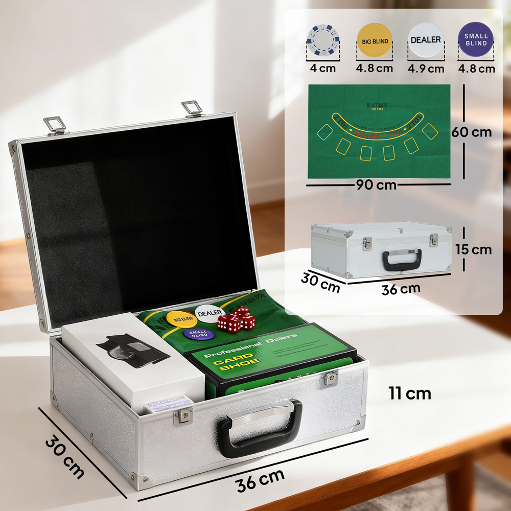 SPORTNOW 300 Piece Texas Holdem Poker Chips Set with Card Shuffler and Shoe Image 9