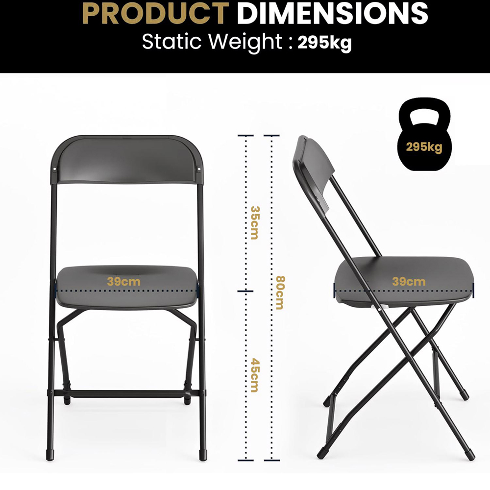 FWStyle Set of 10 Black Folding Plastic Chair Image 6