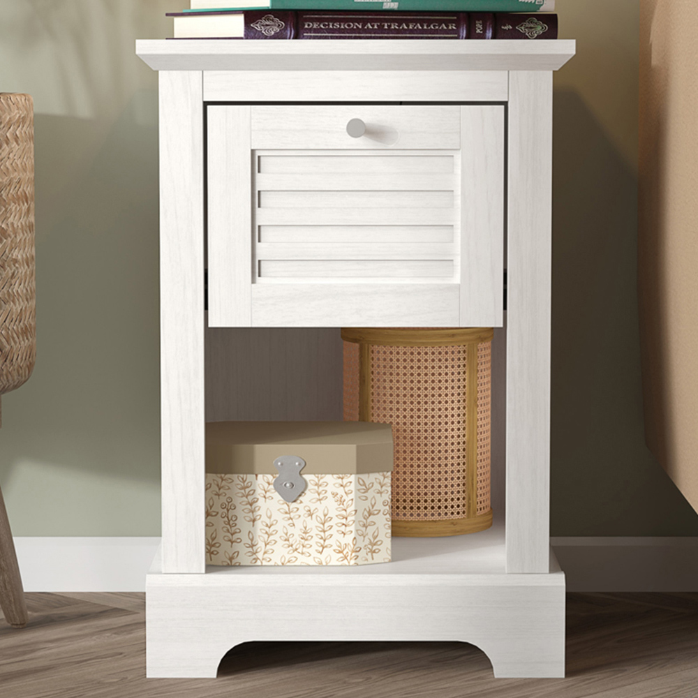 GFW Salcombe Single Drawer White Oak Lamp Table Image 1