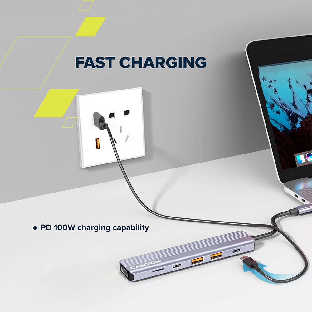 Canyon DS-17 6-in-1 Grey 4K USB-C Multiport Hub Image 6