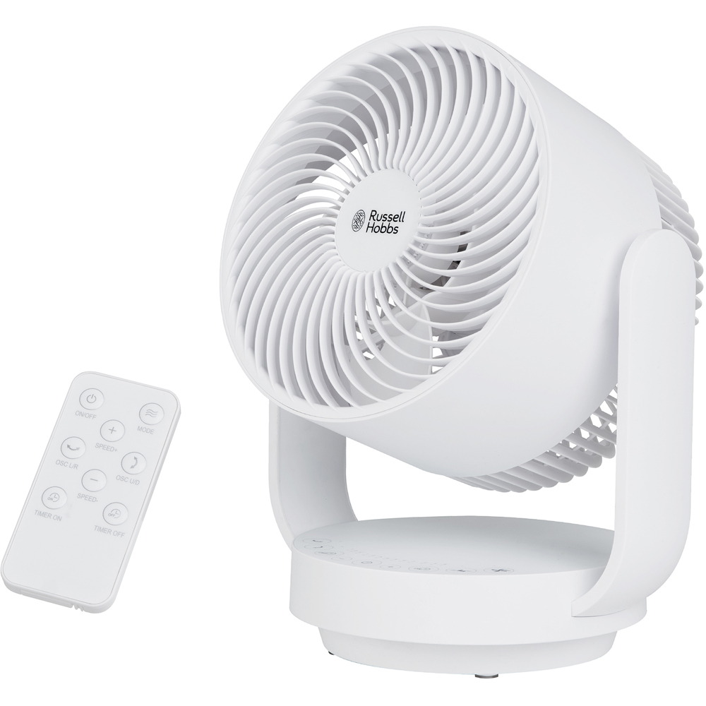 Russell Hobbs White Oscillating Desktop Circulator Fan with Remote 9 inch Image 2