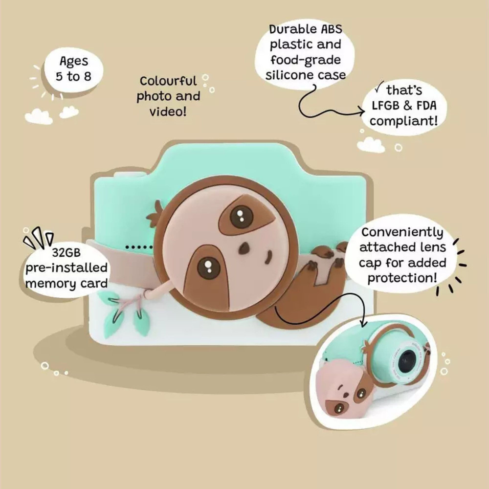 Kiimento Zippy the Sloth Kids Digital Camera and Video Camcorder with Touchscreen Image 4