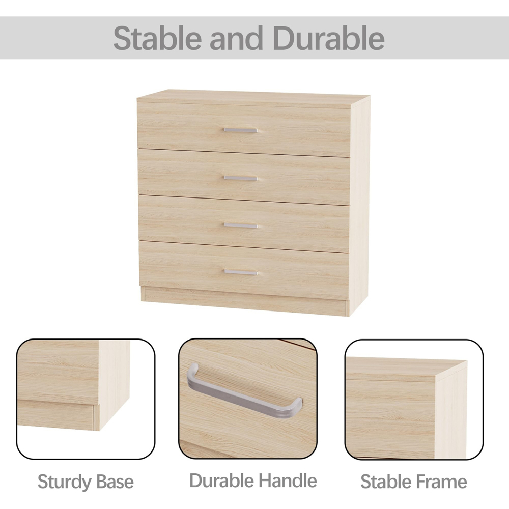 Alivio 4 Drawer Brown Bedside Storage Cabinet Image 9