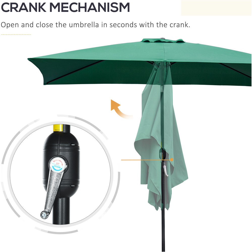 Outsunny Green Crank and Tilt Parasol 3 x 2m Image 5