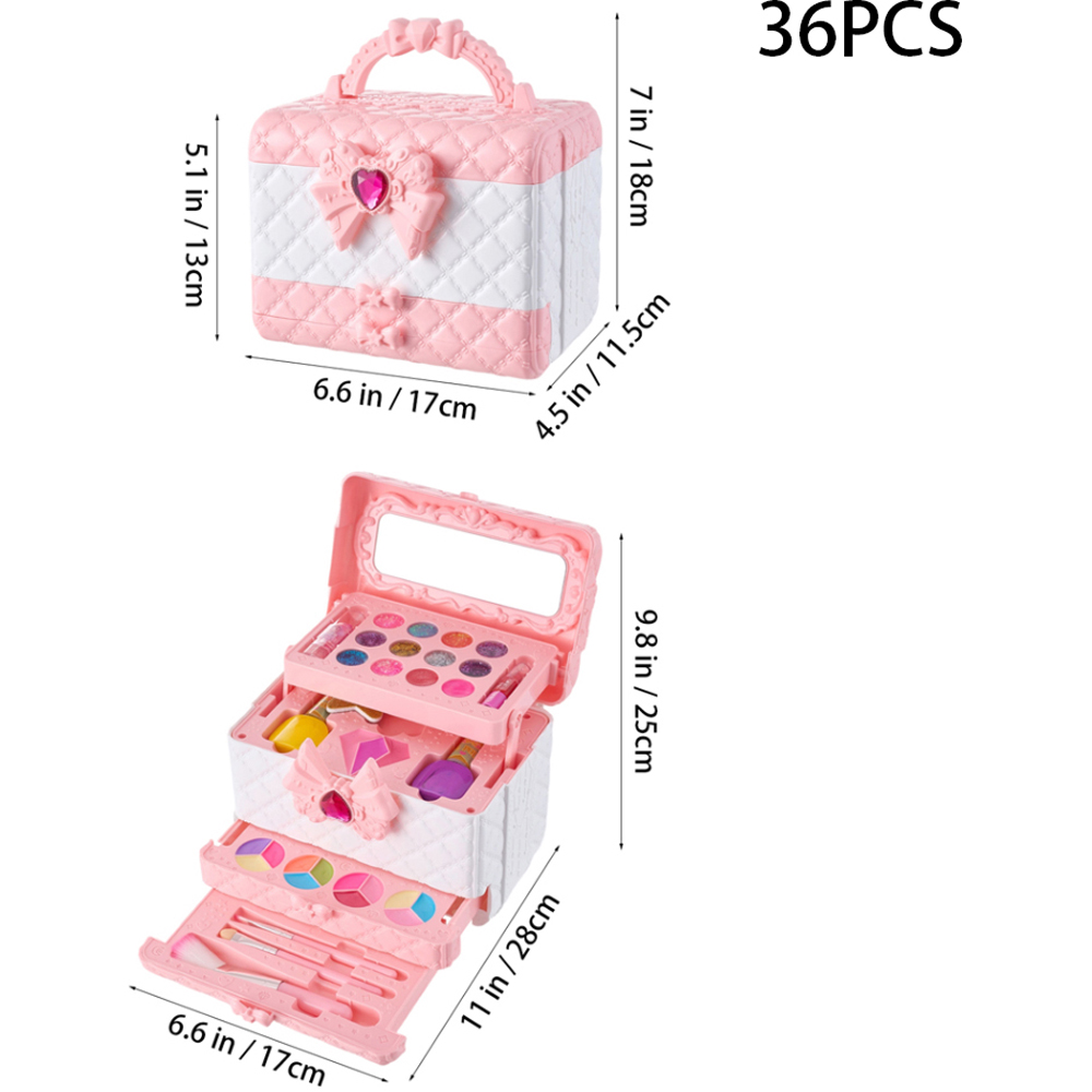 H&O Direct 36 Piece Kids Pink Washable Makeup Toy Set with Mirror Image 6