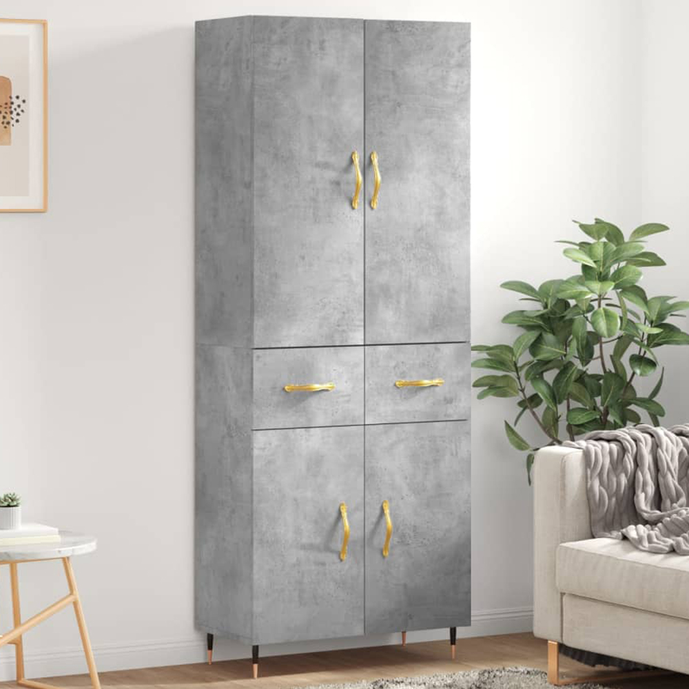 vidaXL 4 Door 2 Drawer Concrete Grey Highboard Image 1