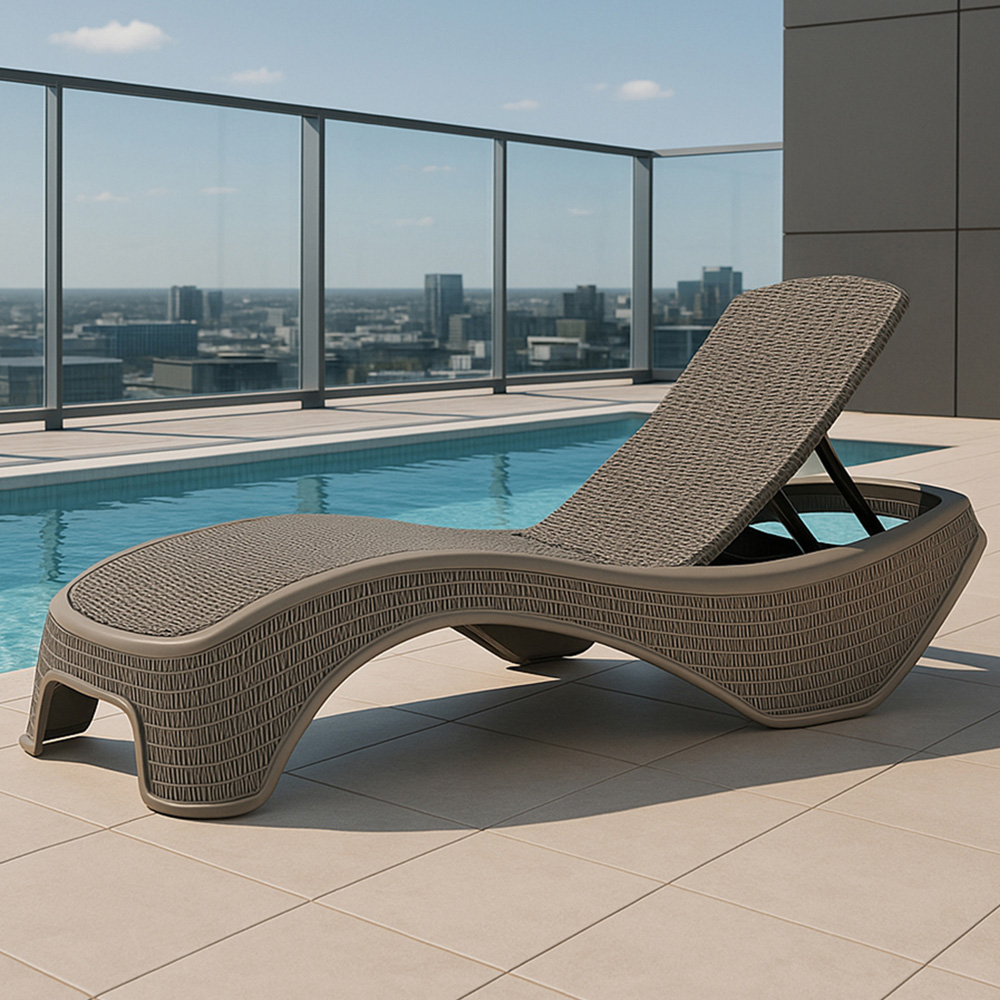 Centurion Supports Maldives Warm Grey Rattan Adjustable Sun Lounger Image 1
