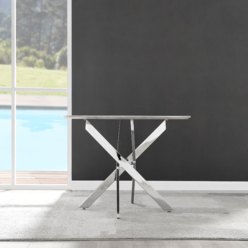 Furniturebox Arona 4 Seater Round Dining Table Concrete and Silver Image 6