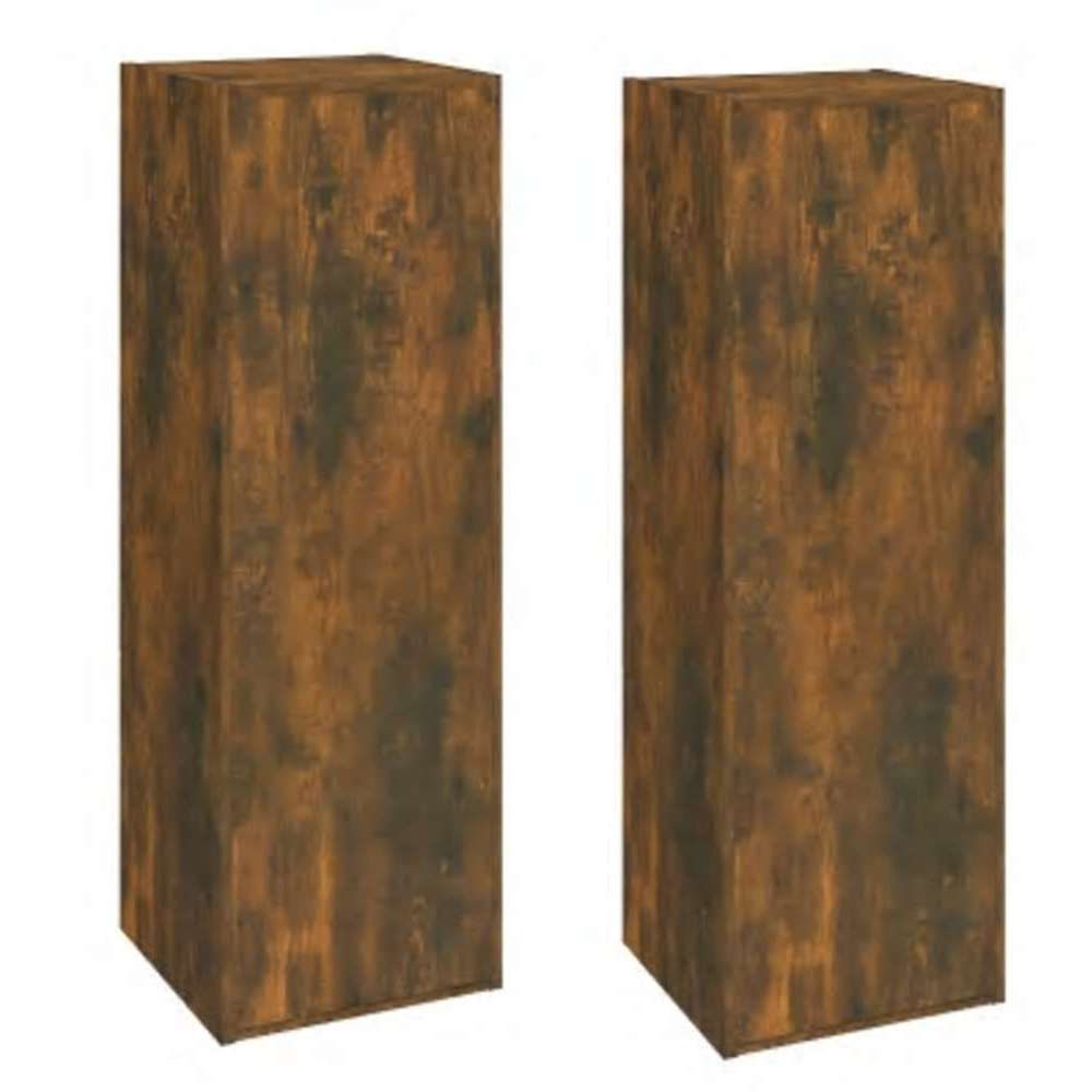 vidaXL Single Door Smoked Oak Wall Mounted TV Cabinet Set of 2 Image 2