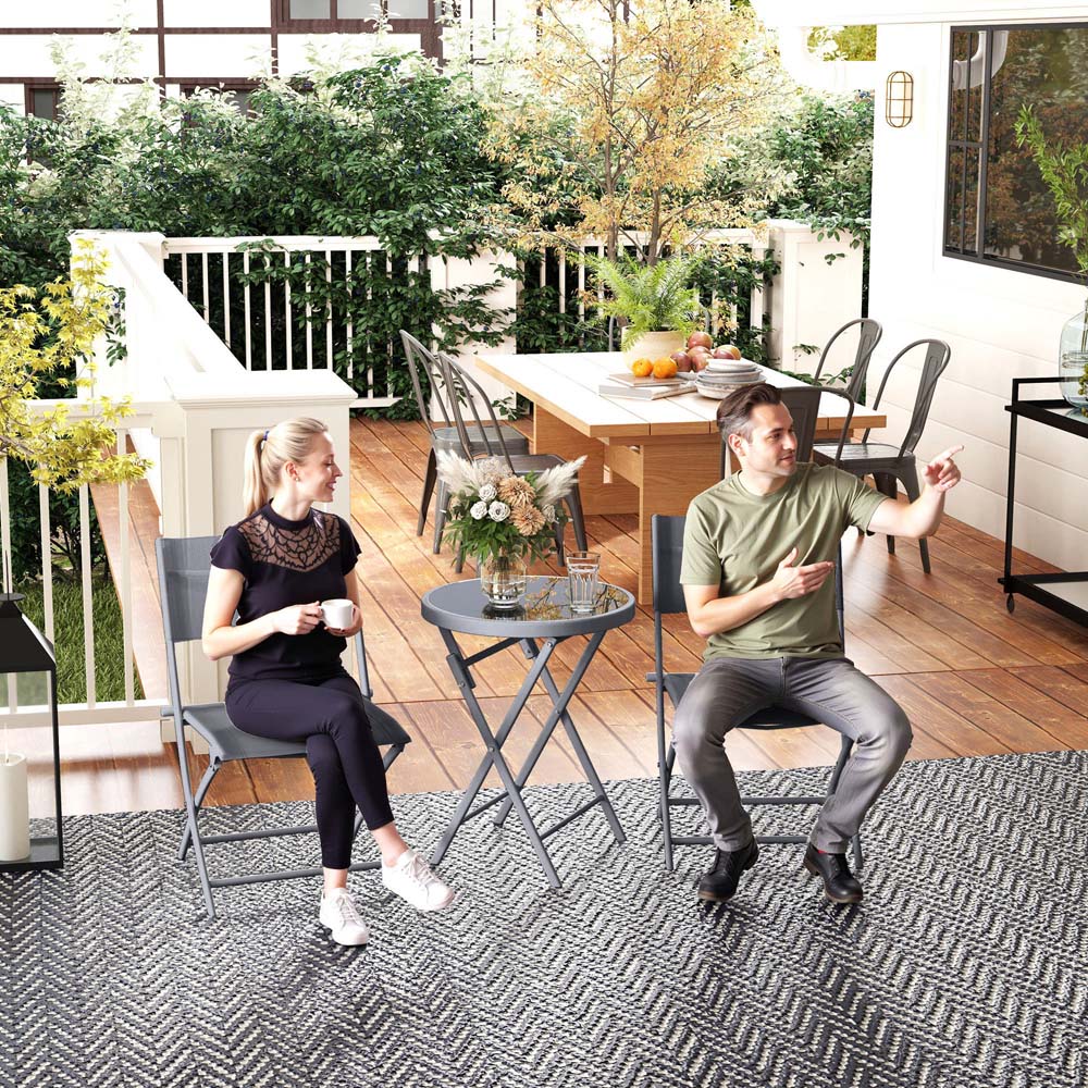 Outsunny 2 Seater Glass Top Bistro Set Grey Image 4