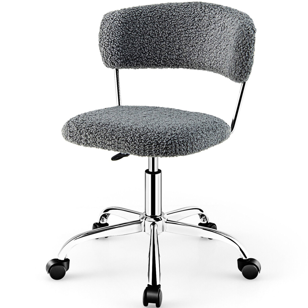 Costway Grey Faux Fur Office Chair Image 2