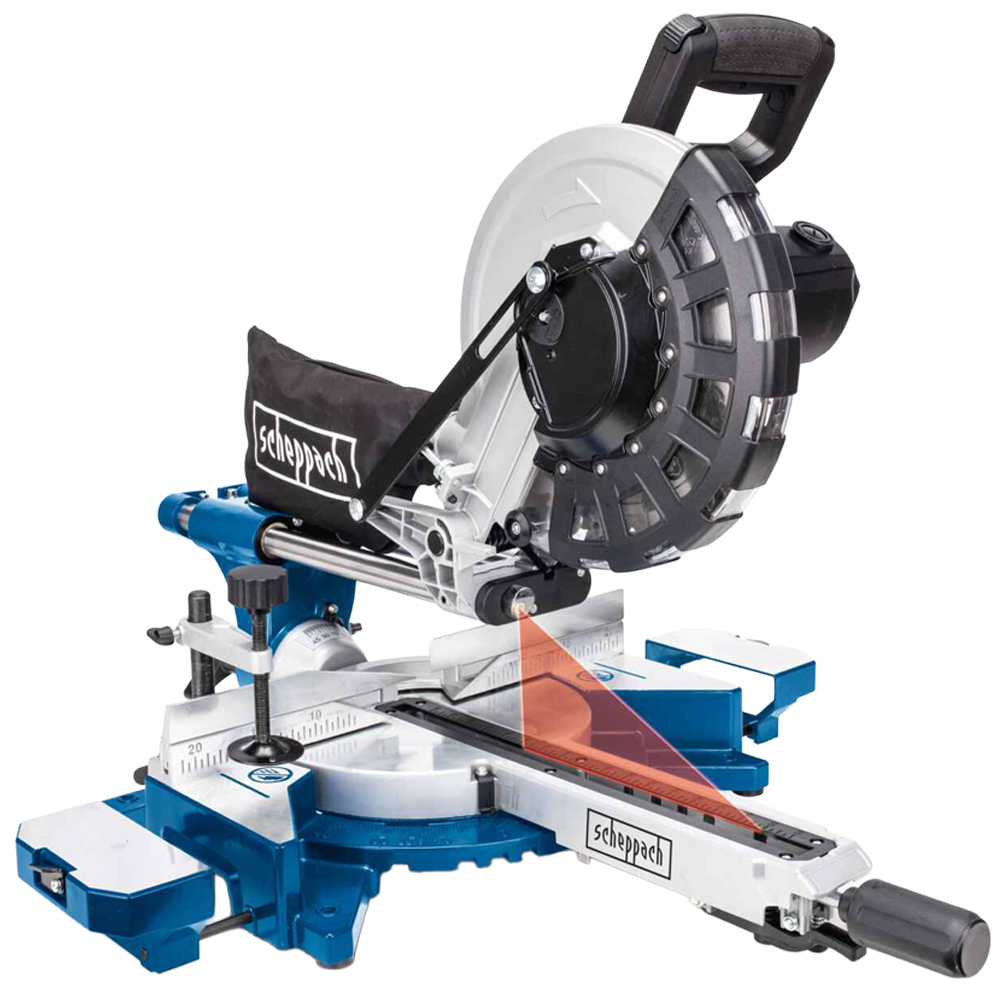 Scheppach HM254 10 inch 48T and 60T TCT Blade Sliding Mitre Saw 2000W Image 1
