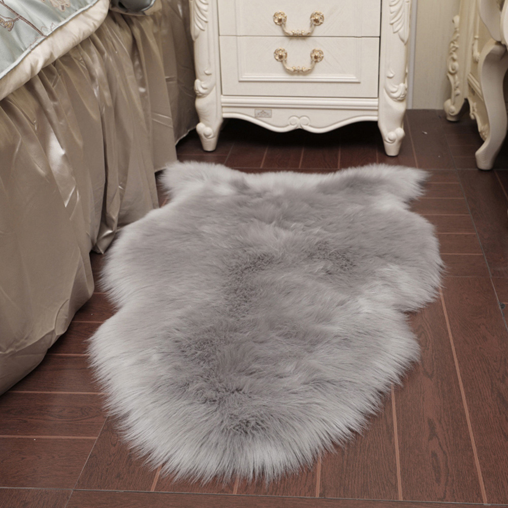 Living and Home Grey Irregular Shaped Shaggy Area Rug 60 x 90cm Image 3