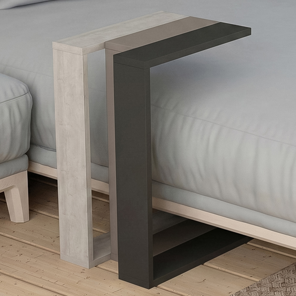 Decortie Muju Anthracite Mocha Grey and Ancient White Modern C Shape Side Table Image 1
