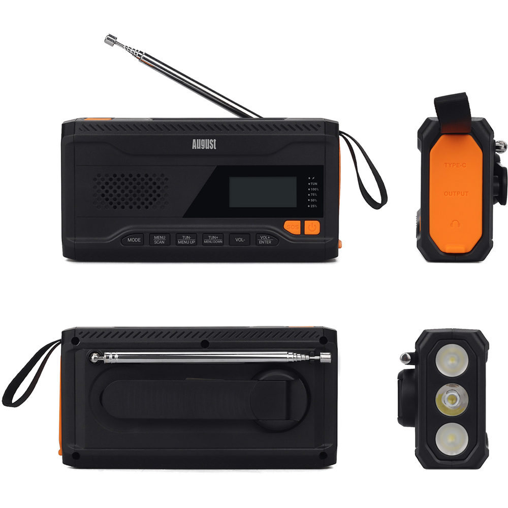 August MB290 Rechargeable Solar and Hand Crank DAB DAB+ FM Radio and Bluetooth Speaker Image 4