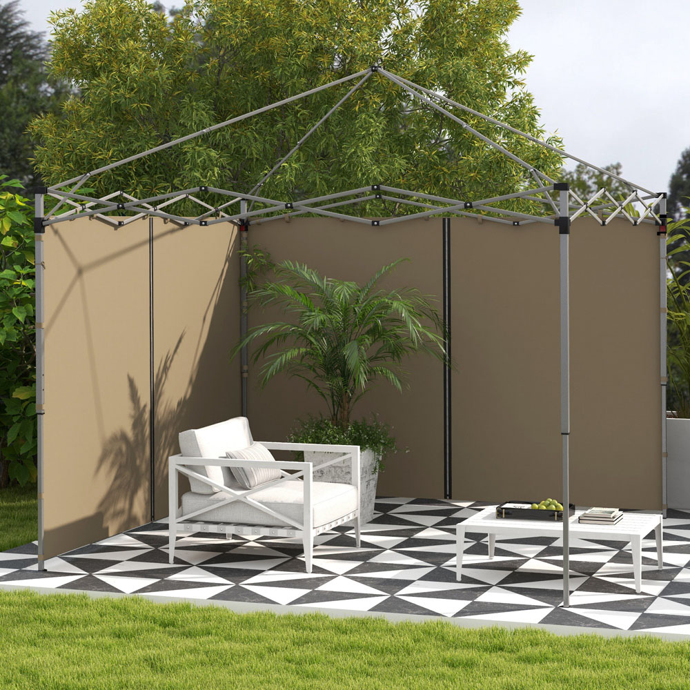 Outsunny 2 x 3m Beige Gazebo Replacement Side Panel with Zipped Door 2 Pack Image 1