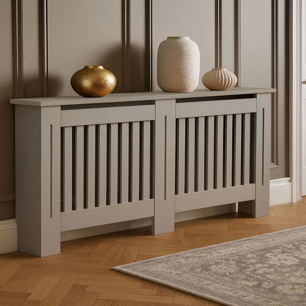Neo Grey Decorative Wooden Radiator Cover Large Image 2