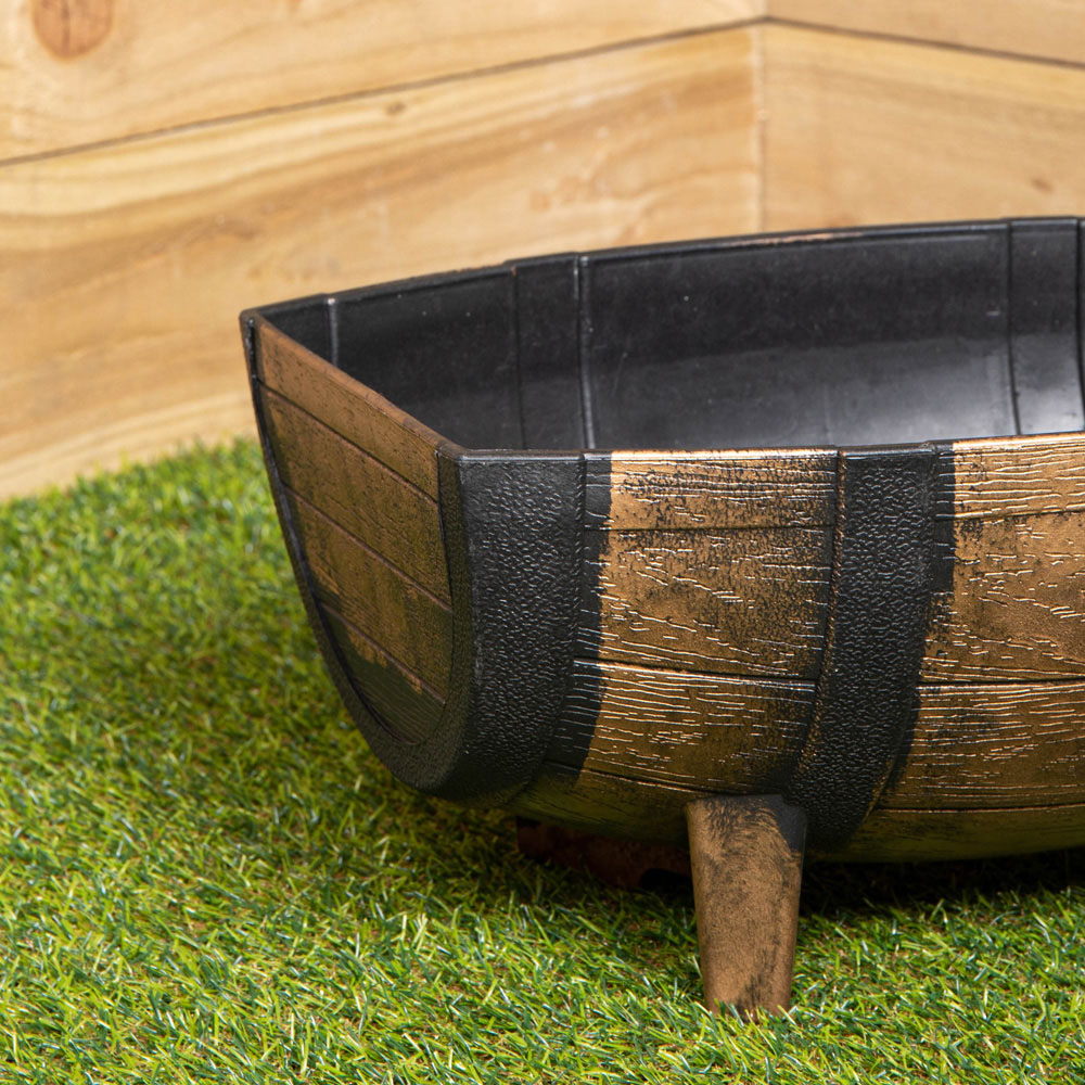 Samuel Alexander Oak Effect Barrel Plastic Medium Trough Planter 40cm Image 6