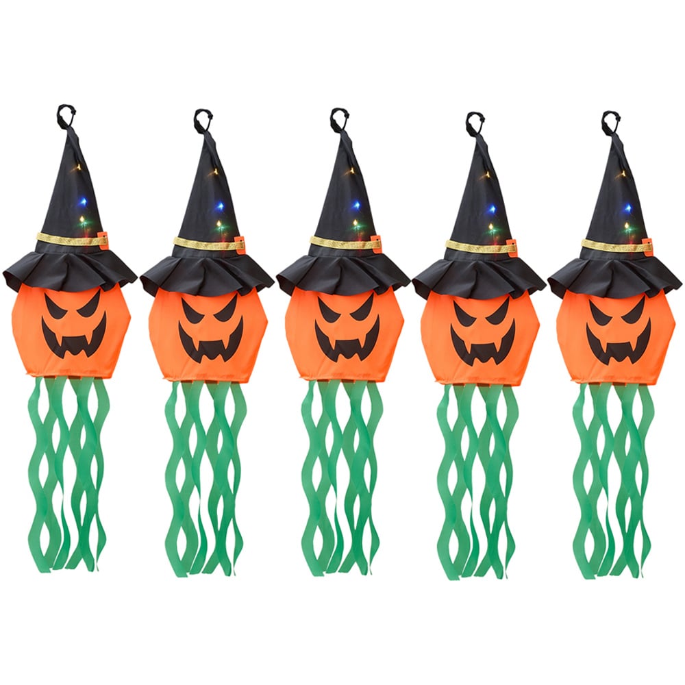 Living and Home LED Ghost Pumpkins Halloween Ornament 60cm 5 Pack Image 1