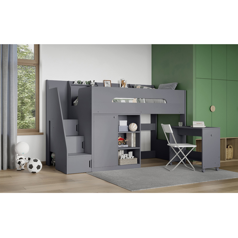 Flair Stepaside Grey Wooden High Sleeper Workstation Image 6