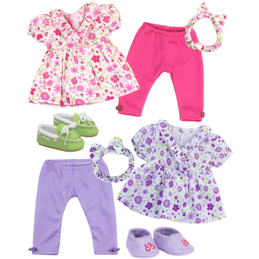 Teamson Kids Floral Top Leggings Headband and Slip On Doll Outfit Set Image 1