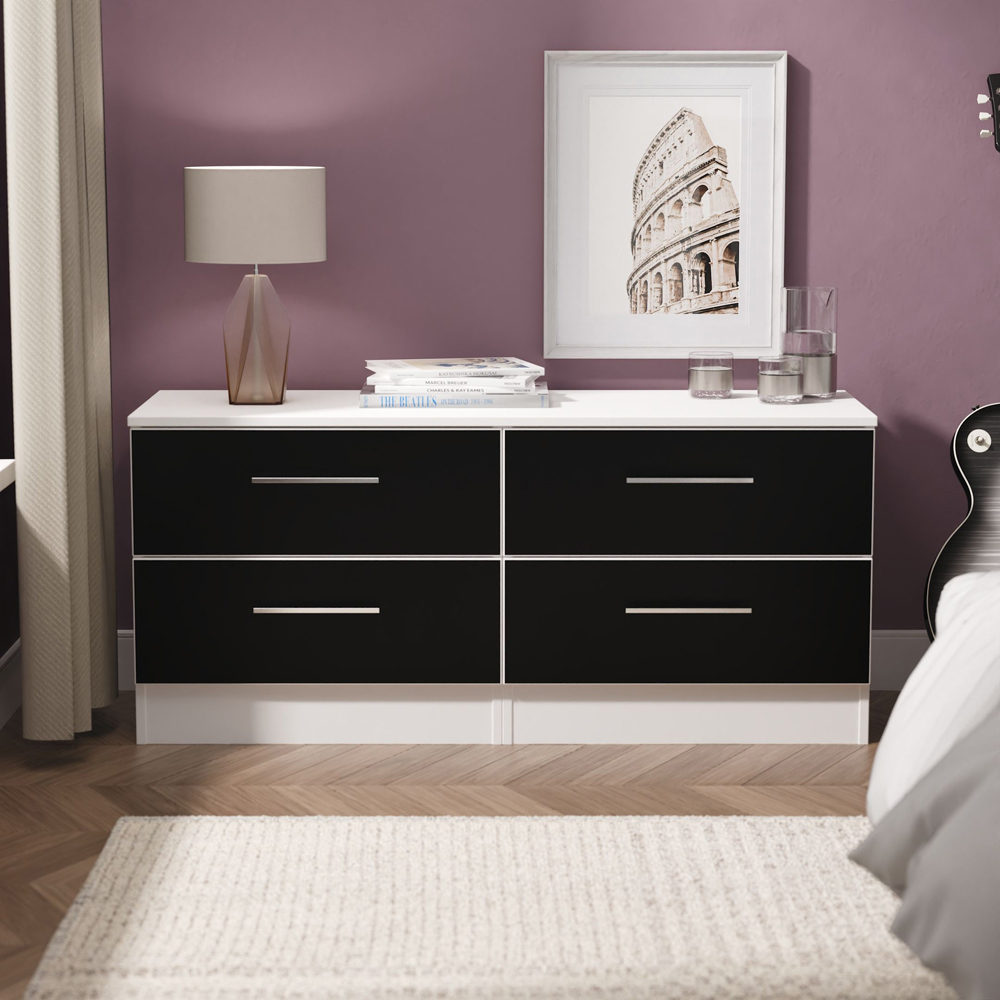 Crowndale Worcester 4 Drawer Matt Black and White Bed Box Ready Assembled Image 7