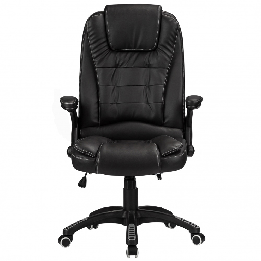 Reclining Office Chair in Faux Leather - Black Image 3