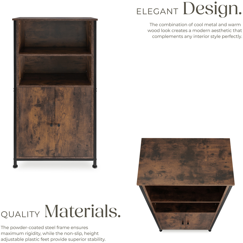 Tectake Doncaster 2 Door 2 Shelf Rustic Dark Wood Display Cabinet Image 4