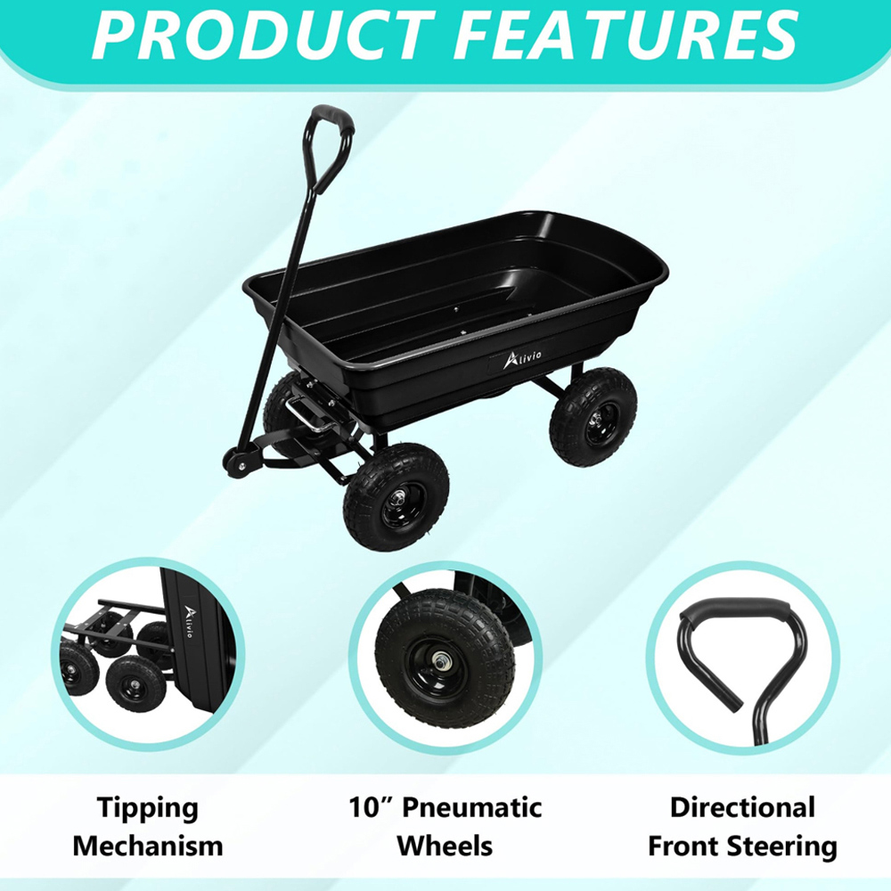 Alivio Heavy Duty Garden Wheelbarrow Cart 75L Image 7