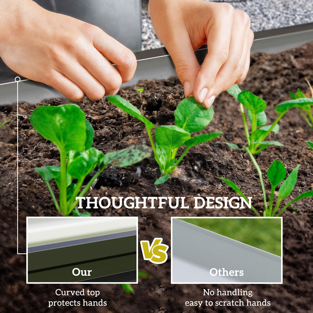 Outsunny Grey Galvanised Steel Raised Garden Bed Planter 30.5 x 60 x 120cm Image 7