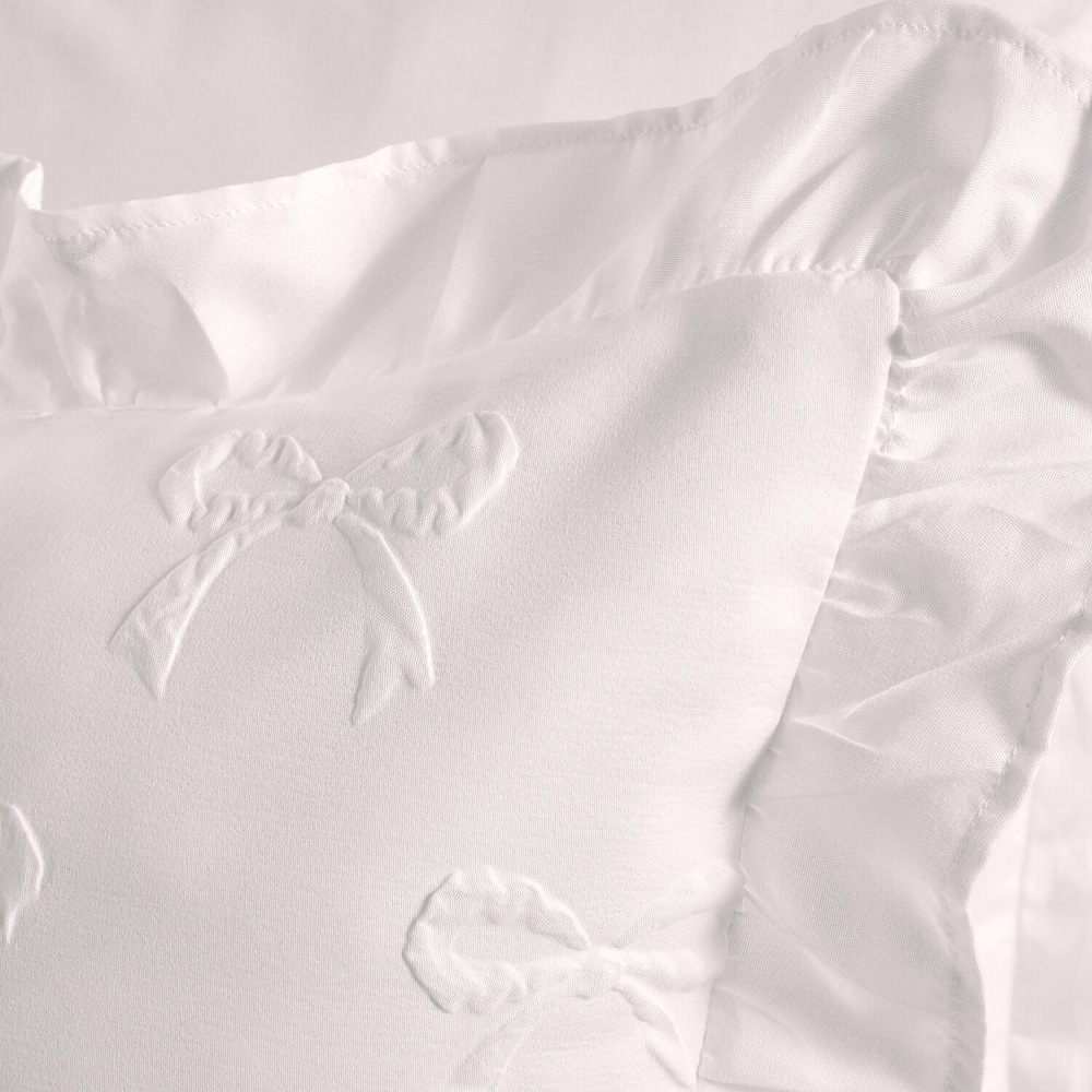 Ellie Bow Ruffle Duvet Set White Double Image 5