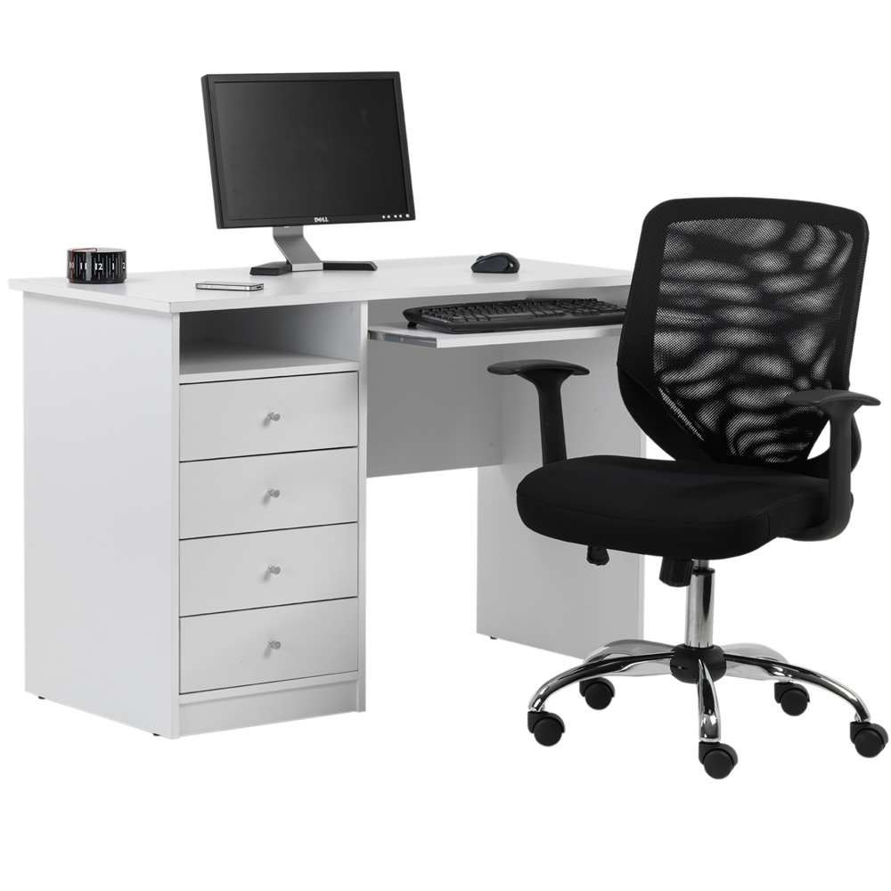 Alphason Marymount 4 Drawer White Office Desk Image 6