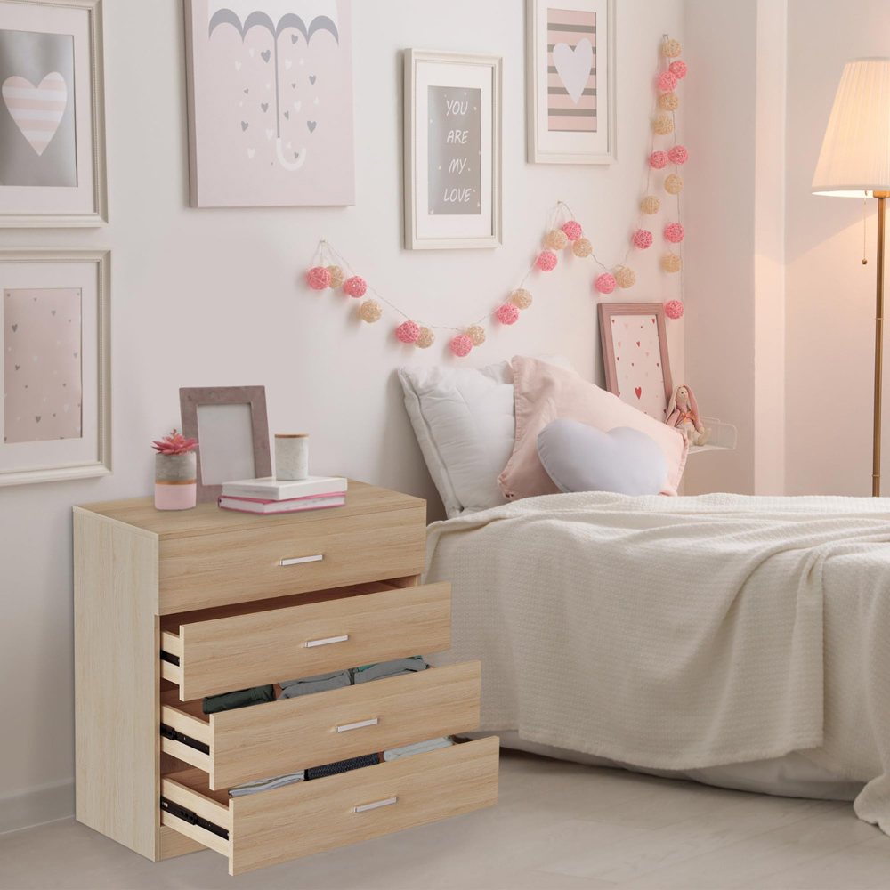 Alivio 4 Drawer Brown Bedside Storage Cabinet Image 4