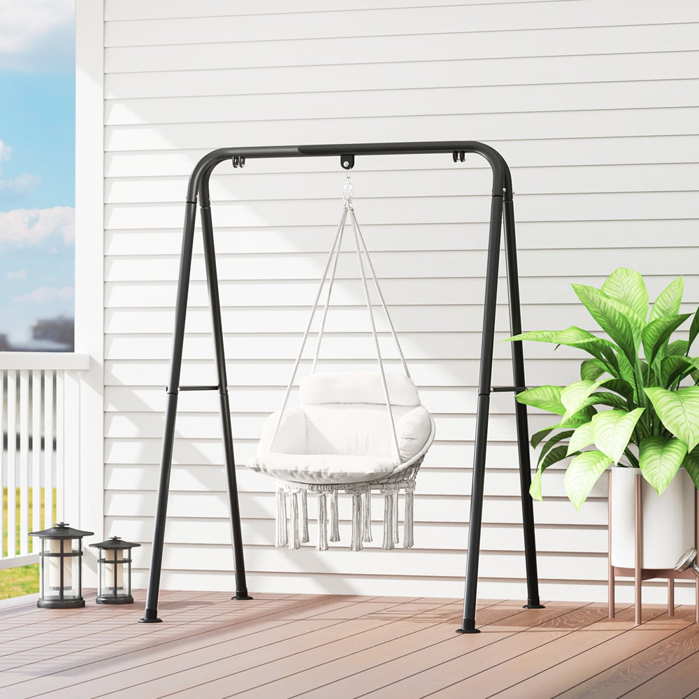 Outsunny Boho Cream White Hammock Chair Image 4