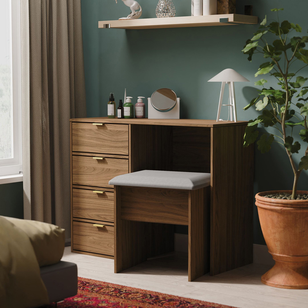 Crowndale Hong Kong 4 Drawer Carini Walnut Vanity Dressing Table Ready Assembled Image 7
