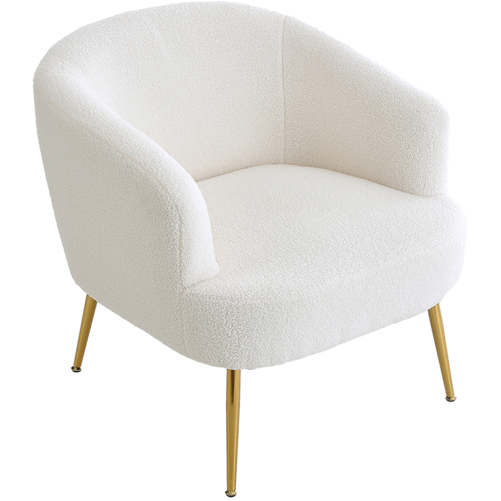 Living and Home White Teddy Fabric Armchair Image 3