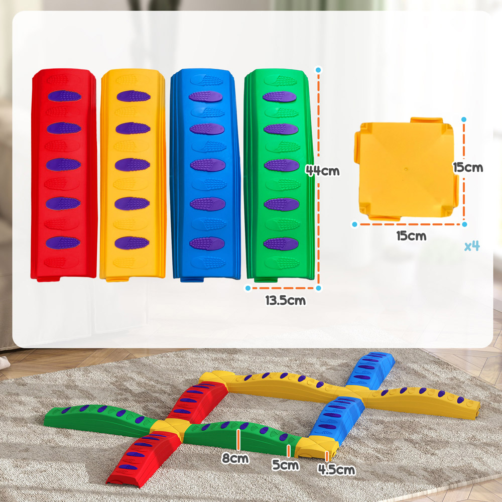 Tommy Toys 12 Pieces Kids Balance Beam Stepping Stones with Non-Slip Foot Pads Image 7