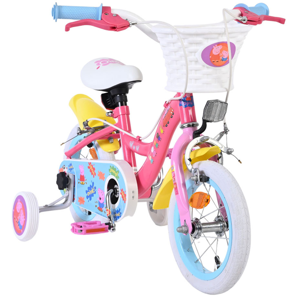 Volare Peppa Pig Kids 12 inch Multicolour Bike with Stabilisers and Basket Image 2
