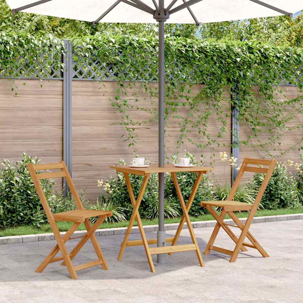 Walplus 2 Seater Natural Solid Acacia Wood Foldable Garden Table Image 6