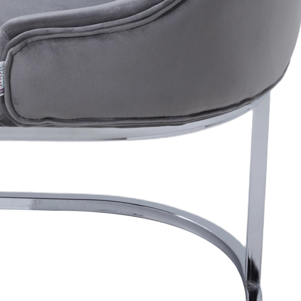 Living and Home Grey Suede Button Tufted Armchair Image 5