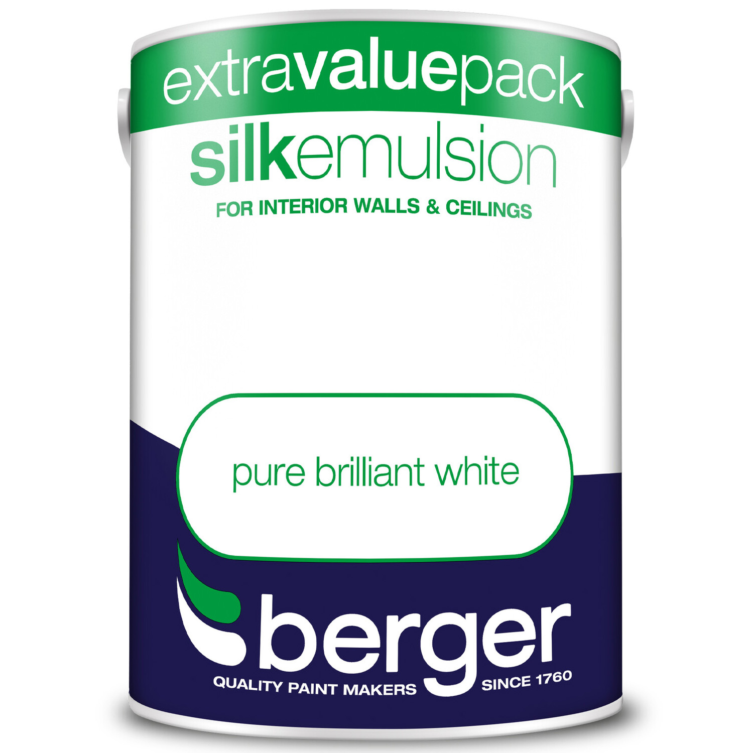 Berger Walls & Ceilings Pure Brilliant White Silk Emulsion Paint 5L Image 2