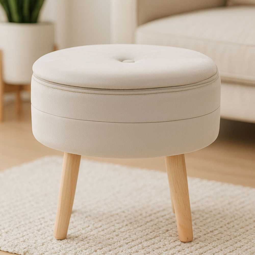 Premier Housewares Ivy Mink Velvet Stool Image 3