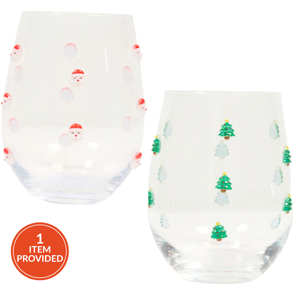 Tree or Santa Icon Tumbler Glass Image 1