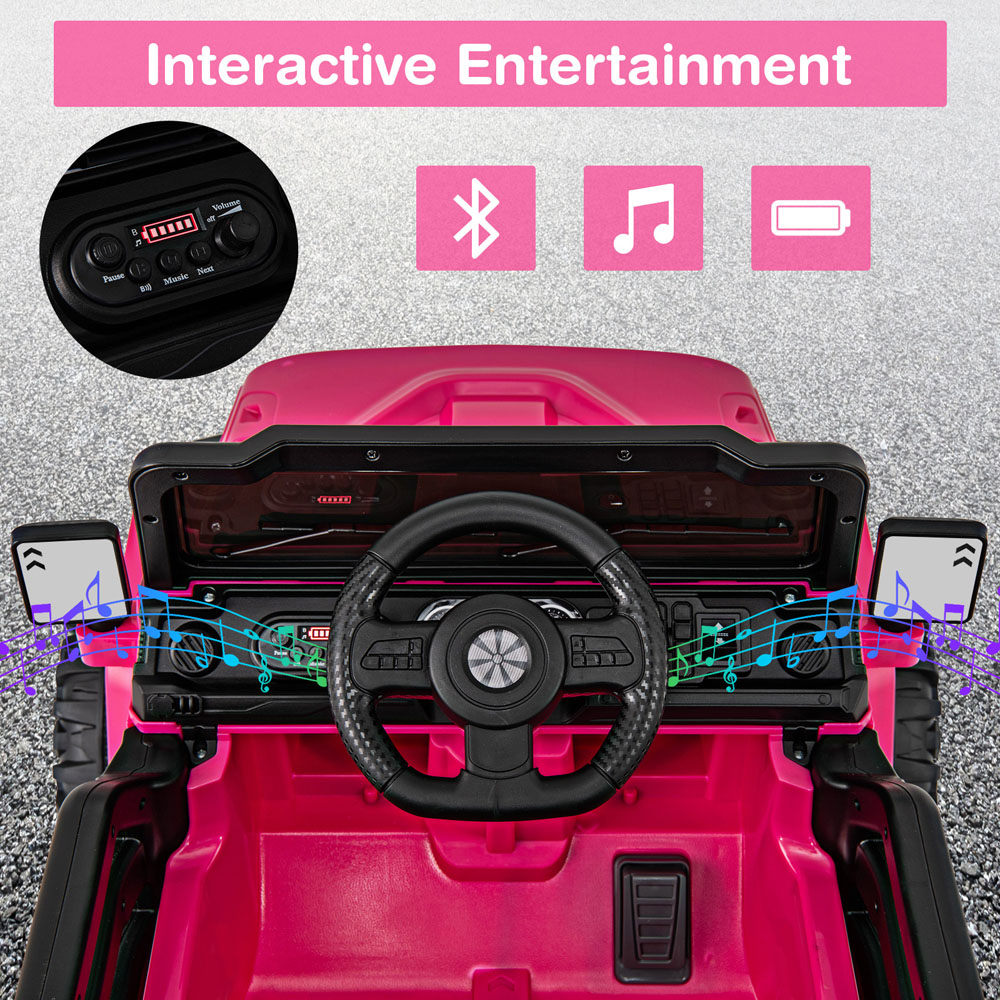Costway Kids Pink Ride On Truck with Remote Control and 3 Speeds 12V Image 5